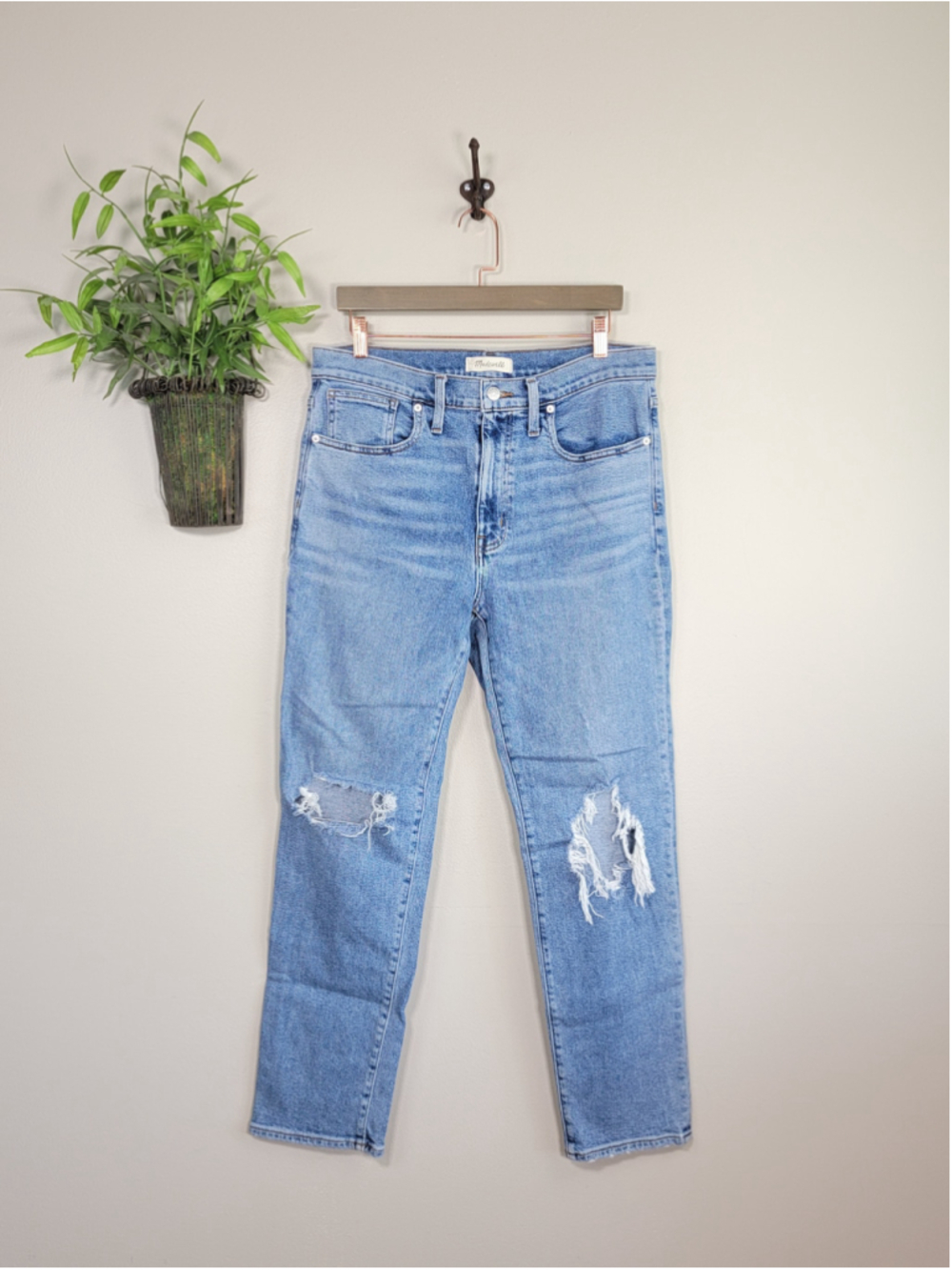 Madewell 29 Roadtripper Slim Boyfriend Distressed Jeans High Rise Relaxed Fit 8